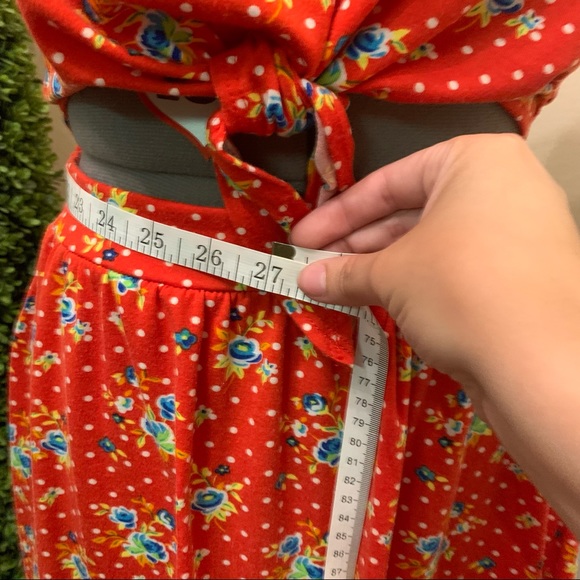 Red and Floral One Piece Playsuit - Picture 5 of 9